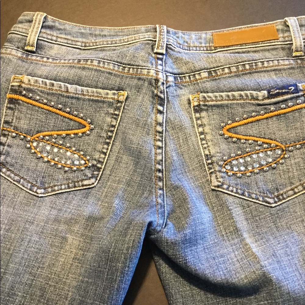 vintage, bootcut, hip hugger jeans, studs, size 28